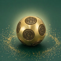 Brass Ball with Engraved Medallions Polished Brass Fidget Sphere Textured for Office
