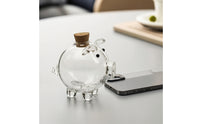 Glass Piggy Bank Mini Pig Jar with Cork Stopper Clear Currency Box with Stopper Cute for Children, Collectors, Desk, Shelf, Nightstand