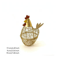 Decorative Chicken Basket Metal Wire Basket with Hinged Top Vintage Compact for Kitchen