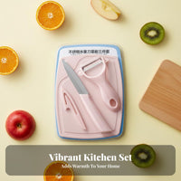 3 Pieces Fruit Paring Tool Cutting Board Set Multi-Versatile Fruit Set Stainless Steel for Parents, Home Cooks, Camping, Office, Outdoor