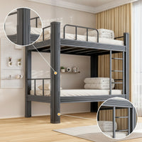 Double Bunk Bed Matte Black Metal Bunk Bed Heavy-Duty Furniture for Roommates, Students, Shared Bedrooms, Dorm Rooms Housing