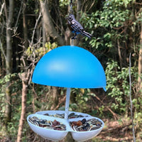 Mushroom Bird Feeder with Rainproof Dome, Iron Mushroom Feeder for Garden, Modern Minimalist Style Hanging Bird Feeders Hanging for Yard Decor