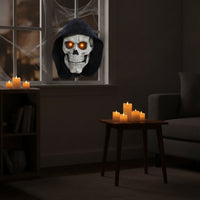 Moving Cranium Head Animatronic Cranium with Light-up Eyes Motion-Activated Halloween Prop for Porch, Doorway