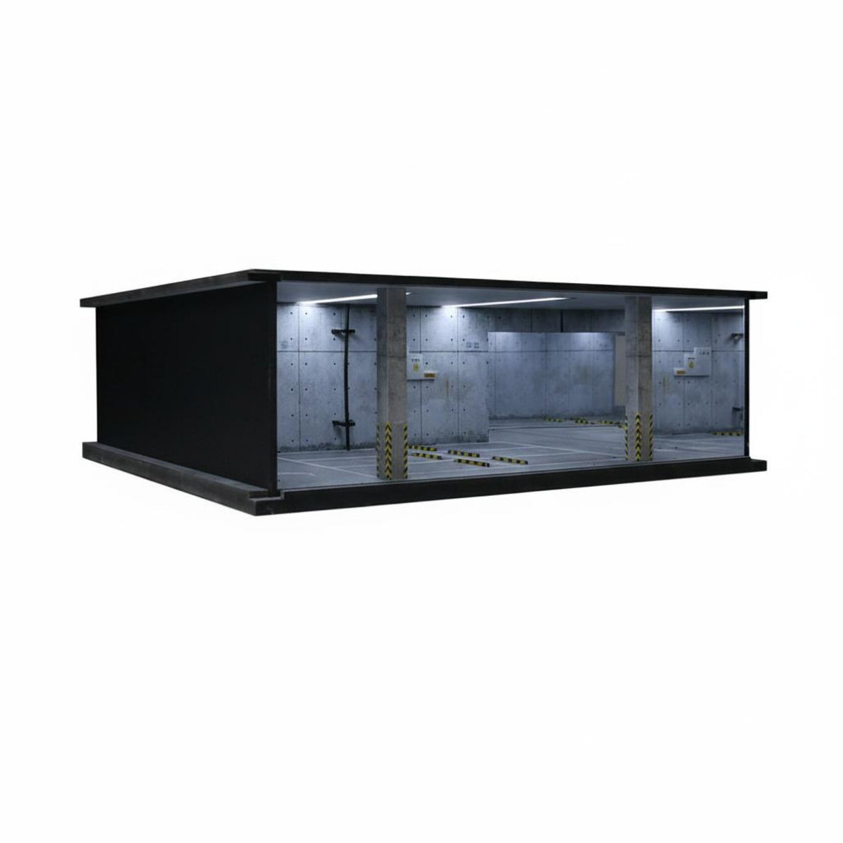 1:64 Scale Parking Garage Highly Detailed Lighted Model Car Scene USB Powered Car Model Display Case for Shelf