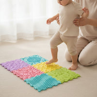 6 Pieces Sensory Foot Silicone Interlocking Sensory Tiles Modular Textured Floor Tiles for Classroom