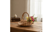 Handwoven Garden Harvest Basket with Handles Rustic Flower Picking Basket Wicker Garden Trug Lightweight for Gardeners, Florists, Home Decor, Weddings