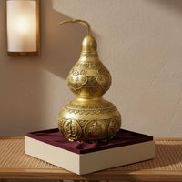 Brass Gourd Statue Auspicious Symbolism Feng Shui Gourd Statue Exquisitely Crafted Brass Calabash Ornament for Collectors, Study