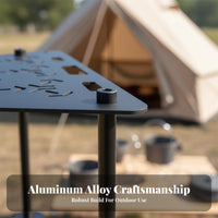 Foldable Collapsible Utility Stand Multi-Purpose Two-Tier Modular Rack Multipurpose Camping Table Sturdy for Picnickers, Backpackers, Picnic, Travel, Backyard, Beach
