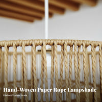 Woven Paper Rope Lampshade Natural Aesthetic Rope Lamp Shade Woven Lampshade Lightweight Black Tiered Drum Shade for Bar