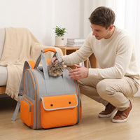 Cat Backpack and Dog Backpack, Portable Pet Bag with Side Pockets and Top Opening, Large Capacity Breathable Pet Carrier for Travel Hiking
