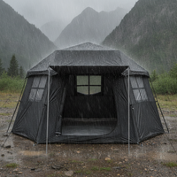 Hexagonal Automatic Ridge Tent Tarp 2-in-1 Rainproof Sunscreen Camping Shelter with Titanium Coating