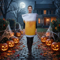 Beer Mug Costume Foam-Frothy-Looking Top Beer Glass Costume Printed Bubbles Performance Wear for Adults