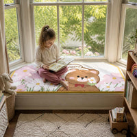 Cartoon Lamb Velvet Bay Window Cushion, All-Season Balcony Mat, Skin-Friendly Bedroom Bedside Rug
