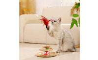 Cat Toy with Feather Teaser Two-Tier Interactive Cat Toy Indoor Sturdy for Cats, Living Room, Bedroom