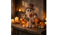 Specters Figurine with Pumpkin Lantern Vintage Specters with Pumpkin Lantern Glowing Decor for Entryway