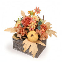 Flower Arrangement with Wooden Planter Box Verdant Artificial Flower Arrangement Maintenance Table Centerpiece for Shelf