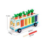 Child-Centered Inspired Multifunctional Activity Toy Early Learning Wooden Shape Sorter Cart Educational Wooden Shape Sorter Bus Child-Safe Design for Toddlers, Babies, Preschoolers