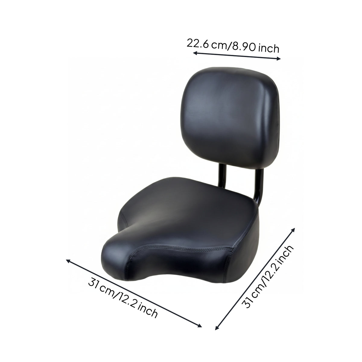 Bike Seat Cushioned Cycle Saddle Wide Cycle Saddle with Back Support for Tricycles
