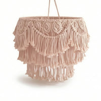 Boho Lamp Shade with Tassels Handwoven Macrame Lampshade Boho Lamp Shade Bohemian Cream-Beige for Decorators, Bedroom