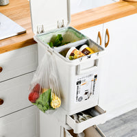 Japanese-style Kitchen Trash Can with Lid, Dual-layer Wet/Dry Separation, Large Capacity, Press-open, 12L+