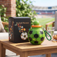 Football Cup Stainless Steel Insulated Cup with Strap Insulated Soccer Ball Water Bottle for Kids, Students, Outdoor Sports, School