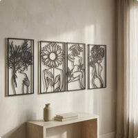 4 Pieces Abstract Female Line Simple to Hang to Hang Minimalist Metal Line Contemporary Design Style Abstract Female Wall Art