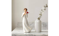 Hand Painted Girl and Bird Ornament Desk Display Angel Statue Sentimental Gift Memorial Figurine Remembrance for Desktop, Shelf, Living Space