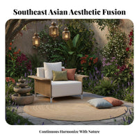 4 Pieces Southeast Asian design 4-Piece Wicker Chat Set Woven Design Outdoor Furniture Weather Resistant Patio Seating Sturdy Construction for Hospitality Business Owners, Homeowners, Families, Balcony, rearyard, Porch, waterfront