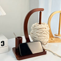 Hand-Finished Wooden Yarn Holder Polished Yarn Holder with Spindle Portable Craft Tool Compact for Crafters