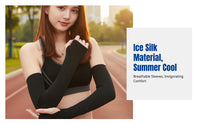 UV Protection Arm Sleeves, Ice Silk, Sunblock, Extended Thumb Hole, Cycling, Sports, Unisex, Spandex
