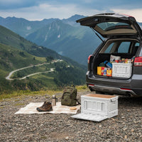 Space-Saving Car Trunk Organizer Box Portable Seatable Camping Box Large Capacity Heavy Duty Trunk Container Multi-Functional for Campers, Picnickers, Outdoor, Picnic, Road Trips