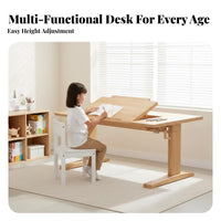 Adjustable Desk and Chair Set Rounded Corners for Adjustable Ergonomic Writing Table and Chair Built-in Storage Drawer children's Furniture