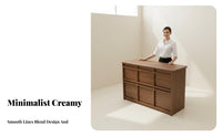 Cream Design Reception Counter Multi-Functional Modern Minimalist Front Desk Wide Countertop Salon Front Desk for Receptionists, Boutique