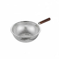 Stainless Steel Skimmer Oil Filtering Colander Skimmer Easy to Drain Wood Handle Colander for Frying, Cooking
