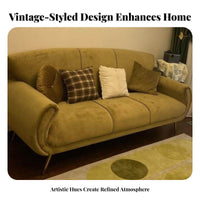 Vintage Design Upholstered Accent Settee Plush textile Shell-Shaped Couch Comfortable Deep Seating Sofa Scalloped backrest for Apartment Dwellers, Young Adults, Guesthouse, Studio, Lounge Area, Bedroom