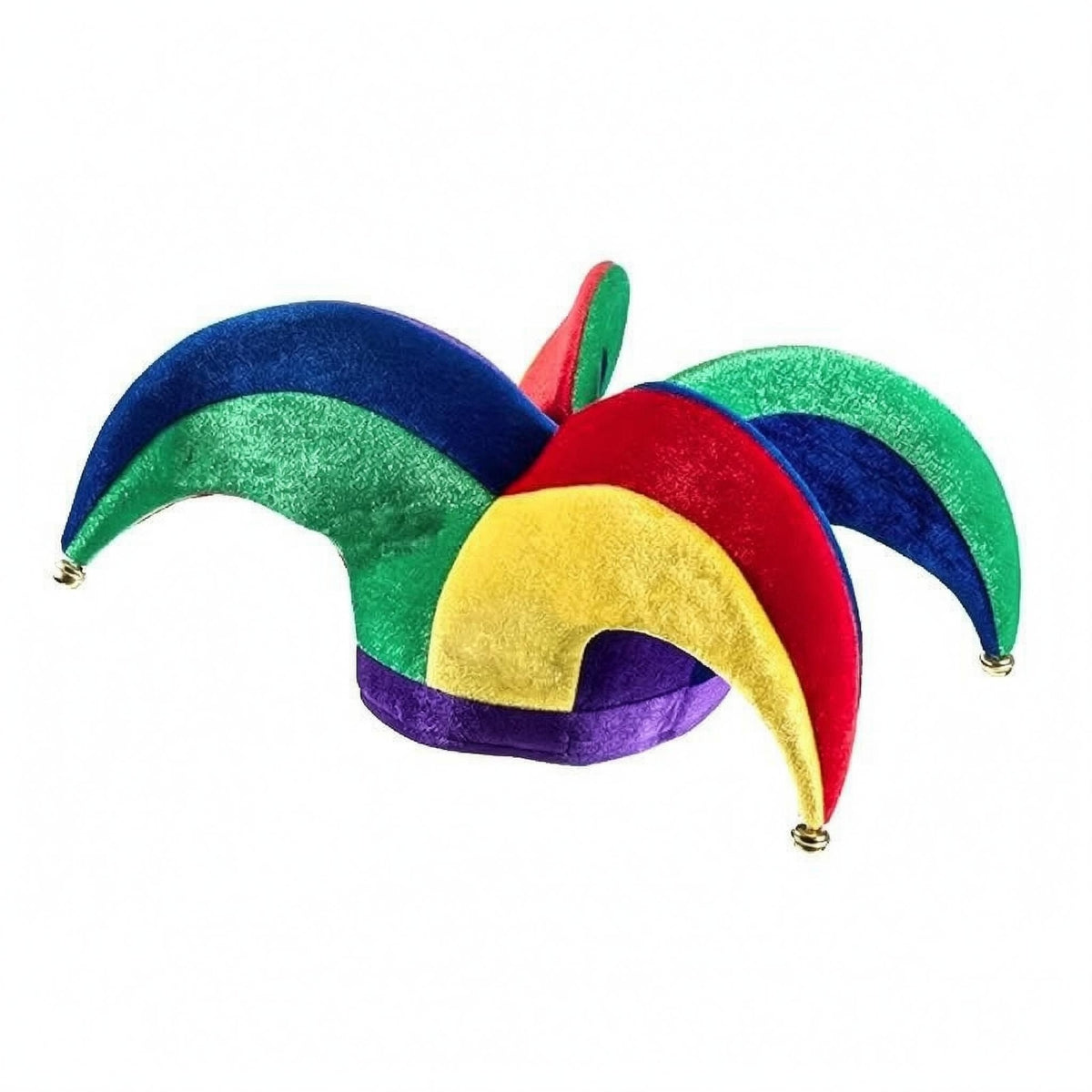 Four-Tipped Fool Hat Multicolor Patchwork Fool Hat Gold-Tone Tips Costume Accessory