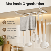 Kitchen Roll Holder for Kitchen, Modern Paper Roll Holder No Drilling, Hanging Kitchen Shelf for Pot Lids, Under-Cabinet Shelf