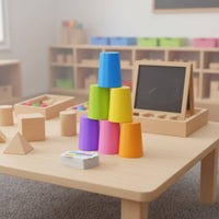 Interactive Cup Stacking Game Educational Stacking Game with Cards Colorful Toy Screen-Screenless for Children, Families, Toddlers, Home, Classroom, Party