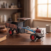 Alloy Hand Vehicle Model Simulation Ornament Toy Weathered Vehicle with Trailer Interactive for Collectors, Farmhouse Decor