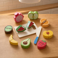 Wooden Cutting Toy Hands-on Pretend Slicing Set Realistic Wooden Food Playset