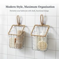 304 Stainless Steel Toothbrush Holder & Mouthwash Cup Organizer with Towel Basket, No-Drill Wall Mount