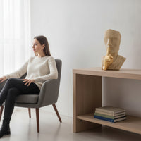 Decorative Bust Textured Bust Statue Resin Sculpture Thoughtful Face Statue Geometric for Art Lovers, Bookshelf, Entryway