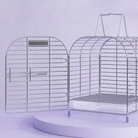 Mini Stainless Steel Portable Cage Bird Cage, Metal Portable Pet Cage with Handle, Handheld Pet Carrier for Small Animal Travel Outdoor Use 142