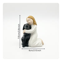 Girl Hugging Dog Figurine Compact Girl Hugging Dog Statue Hand-Painted Look