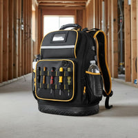 Electrician Tool Organizer Backpack Breathable Padded Back Molded Base Tool Backpack USB Charging Port for Electricians, Technicians