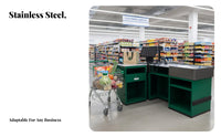 Modern Design Supermarket Checkout Stand Sturdy Construction Convenience Shop Money Ier Counter Multi-Tier Storage Retail Checkout Desk Easy Assembly for Business Owners, Retailers, Money Iers