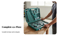 121 Pieces Portable Case 121 Piece Auto Repair Tool Kit Quick Release Car Maintenance Combination Tool Set Non-Slip Grip Long-Lasting for Repairmen, DIY Enthusiasts, Homeowners, Workshop, Garage, Roadside Emergency