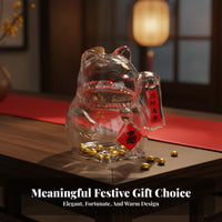 Mini Prosperity Cat Jar Clear Design Prosperity Cat Piggy Bank Decorative Accent Clear Welcoming Cat Bank for Office