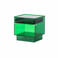 Wabi-Sabi Aesthetic Clear Side Cabinet Light Luxury Bedside Table Transparent Design Nightstand Minimalist design for Homeowners, Interior Designers, Adults, Bedroom, Guest Room, Small Spaces, Office