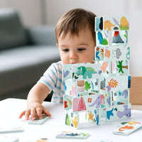 28 Pieces Early Education Garden Tile Blocks Cognitive Learning Wooden Tile Game Jigsaw Format Picture Matching Blocks Preschool Activity for Preschoolers, Kids, Toddlers, Kindergarten
